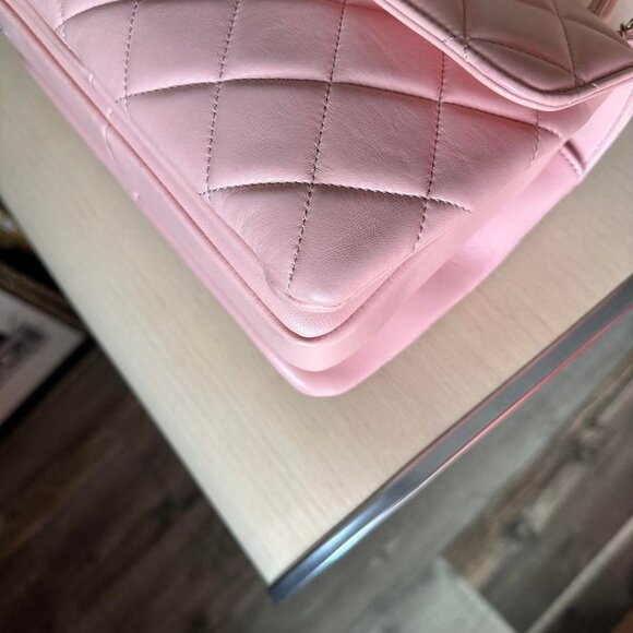 Authentic CHANEL Trendy Lambskin Quilted Small CC Dual Handle Flap Bag Pink Tote - Picture 13 of 13